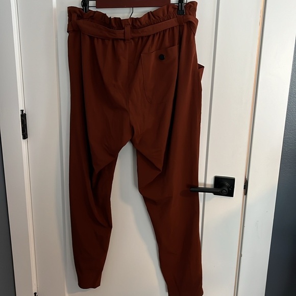 ATHLETA Skyline Rust Color Stretch Belted Casual Pull-on Ankle Pants Size 12 - Picture 8 of 15